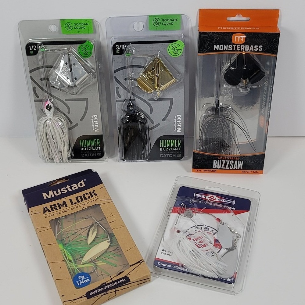 Googan 5pc Monsterbass Mustad Luck Strike Fishing Lure Lot Buzzbaits Spinnerbait